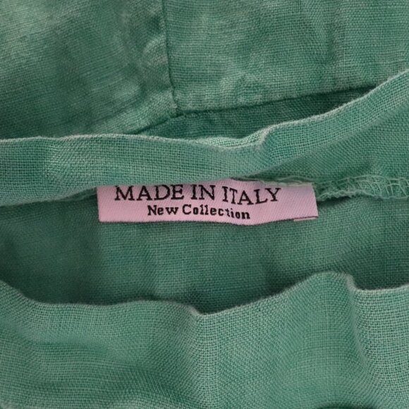 Made in Italy Womens Green 100% Linen Straight Leg One Piece Casual Jumpsuit - Picture 8 of 9